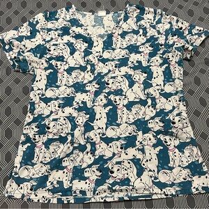 Dalmatian Print Blue Scrub Top
